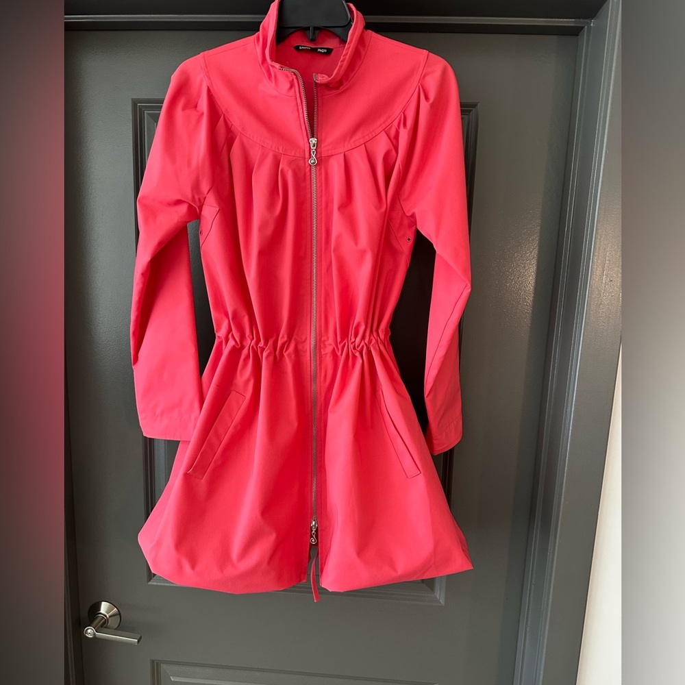 Bubble Hem Samuel Dong Jacket Women’s Xsmall Zip Front Coral Pink Light Weight